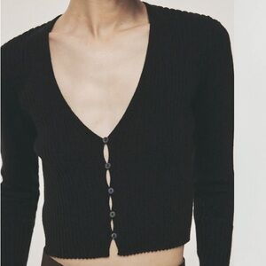 Janessa Leone Cropped Button-up Sweater